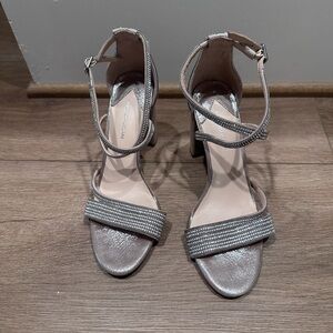ANTONIO MELANI Silver Rhinestone Strappy Heels